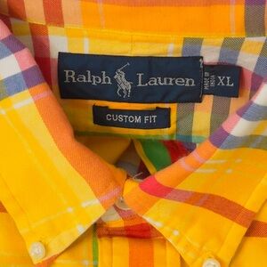 Ralph Lauren Men's Custom Fit Plaid Shirt - Yellow and Orange Palm Beach